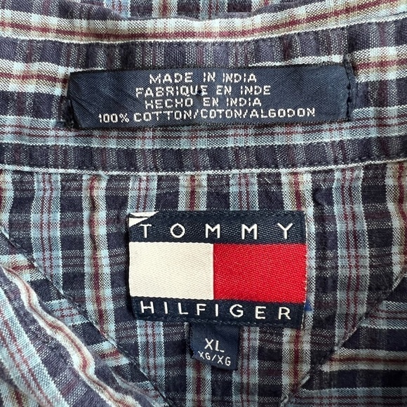 Vintage Tommy Hilfiger mens long sleeve blue button up shirt size XL - Picture 6 of 7